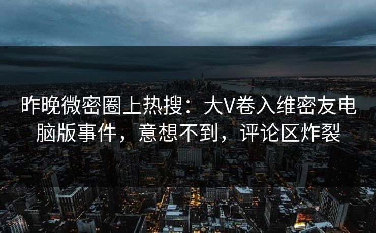 昨晚微密圈上热搜：大V卷入维密友电脑版事件，意想不到，评论区炸裂
