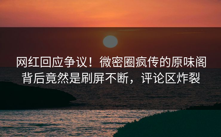 网红回应争议！微密圈疯传的原味阁背后竟然是刷屏不断，评论区炸裂