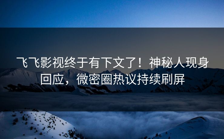 飞飞影视终于有下文了！神秘人现身回应，微密圈热议持续刷屏