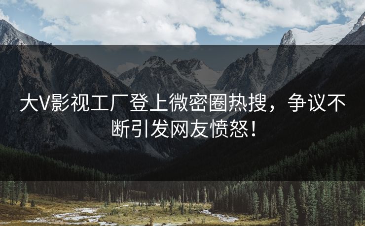 大V影视工厂登上微密圈热搜，争议不断引发网友愤怒！