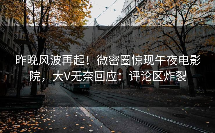 昨晚风波再起！微密圈惊现午夜电影院，大V无奈回应：评论区炸裂