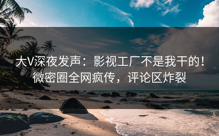 大V深夜发声：影视工厂不是我干的！微密圈全网疯传，评论区炸裂