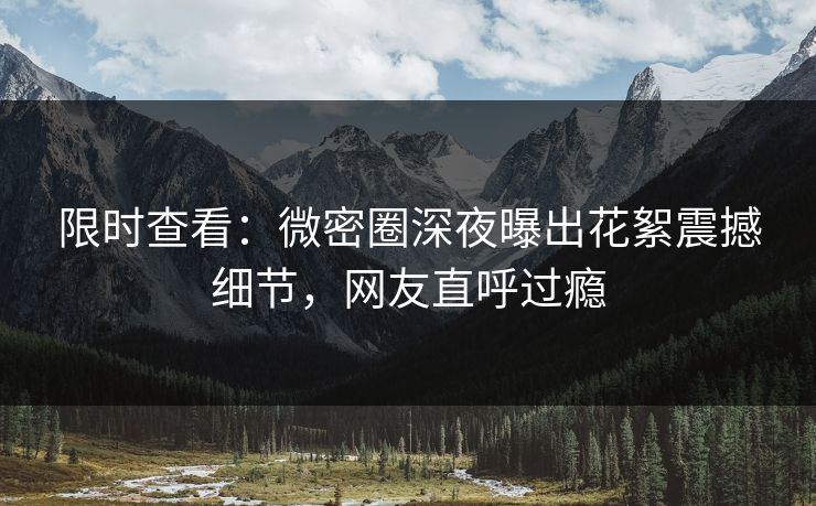 限时查看：微密圈深夜曝出花絮震撼细节，网友直呼过瘾
