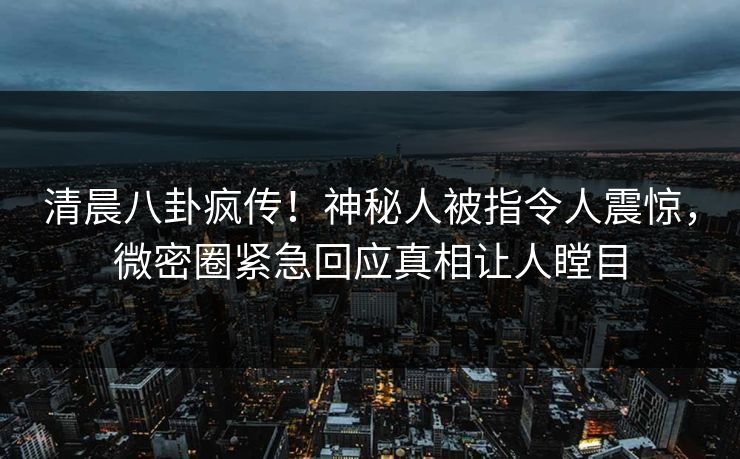 清晨八卦疯传！神秘人被指令人震惊，微密圈紧急回应真相让人瞠目
