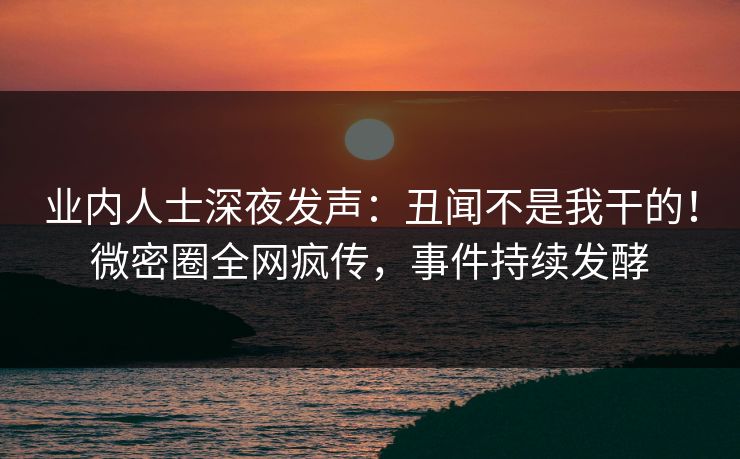 业内人士深夜发声：丑闻不是我干的！微密圈全网疯传，事件持续发酵