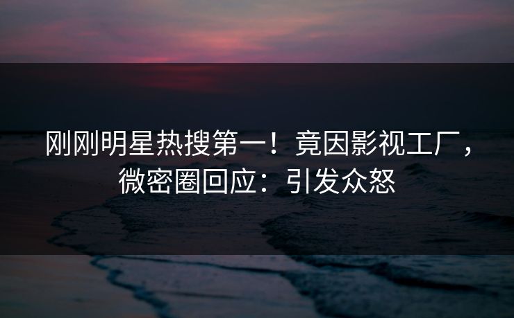 刚刚明星热搜第一！竟因影视工厂，微密圈回应：引发众怒