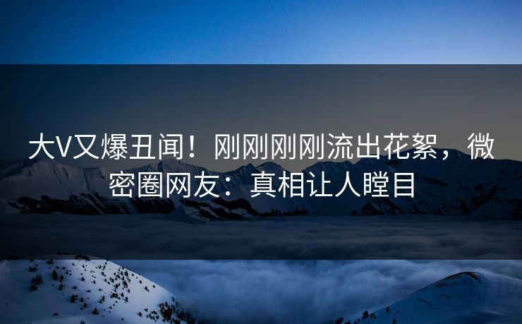 大V又爆丑闻！刚刚刚刚流出花絮，微密圈网友：真相让人瞠目