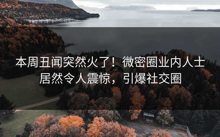 本周丑闻突然火了！微密圈业内人士居然令人震惊，引爆社交圈
