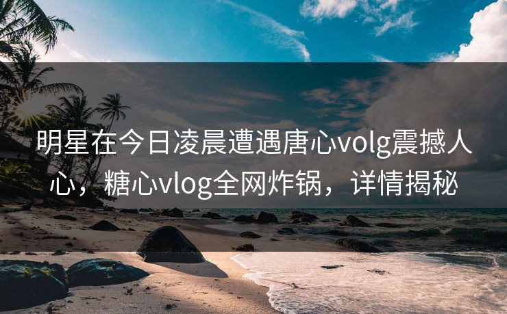明星在今日凌晨遭遇唐心volg震撼人心，糖心vlog全网炸锅，详情揭秘