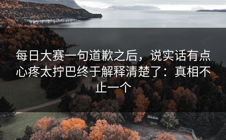 每日大赛一句道歉之后，说实话有点心疼太拧巴终于解释清楚了：真相不止一个